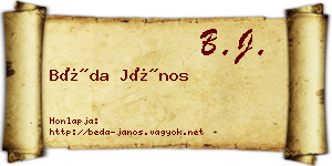 Béda János névjegykártya